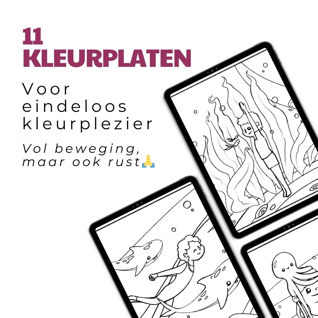 Yoga kleurplaten thema onderwaterwereld - digitaal