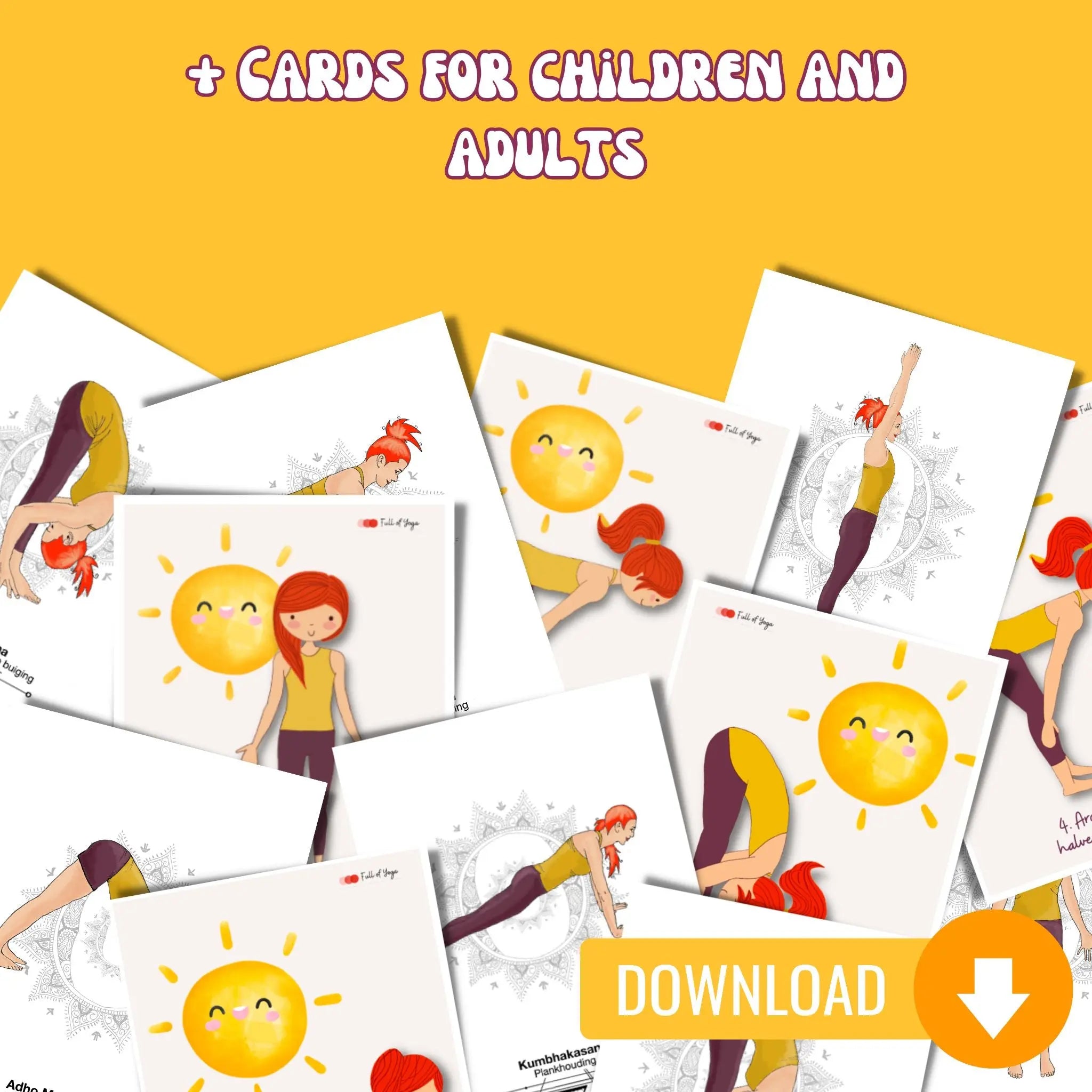 Zonnegroet voor Kinderen en Volwassenen – Digitale Kaarten & Poster Full of yoga