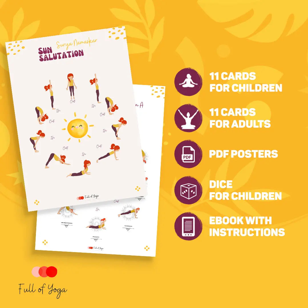 Zonnegroet voor Kinderen en Volwassenen – Digitale Kaarten & Poster Full of yoga