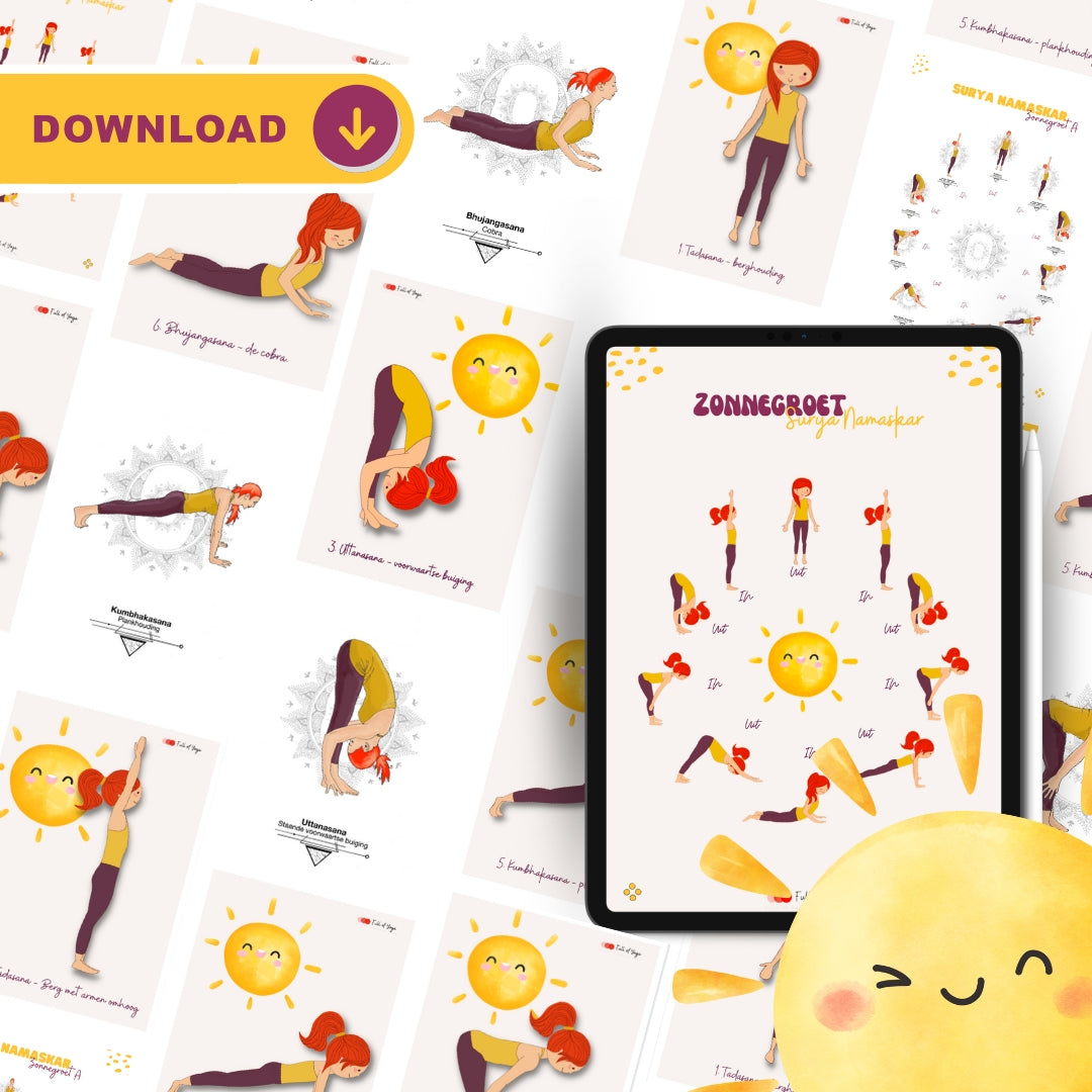 Sun salutation for children and adults, poster and cards - digital product